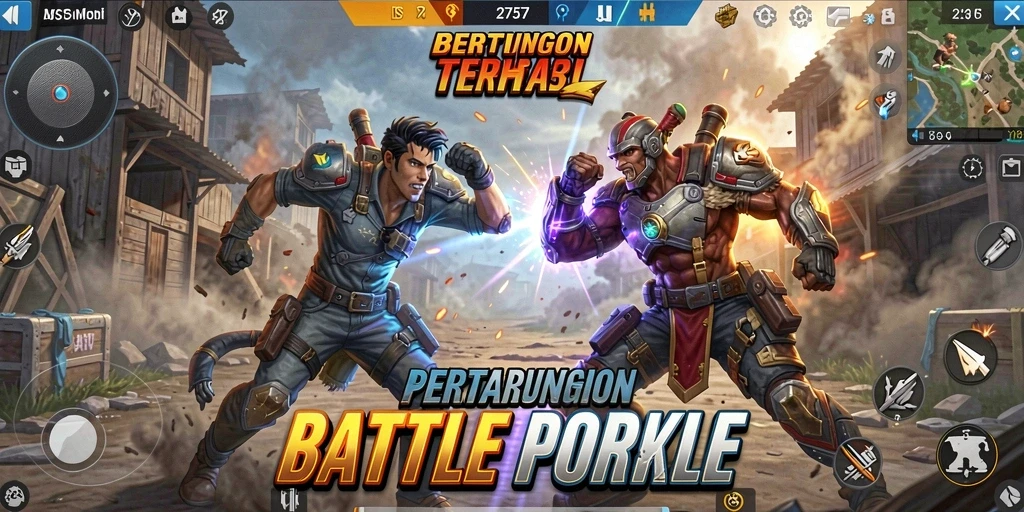 Screenshot gameplay Battle Royale yang menampilkan aksi mendebarkan di 2757.