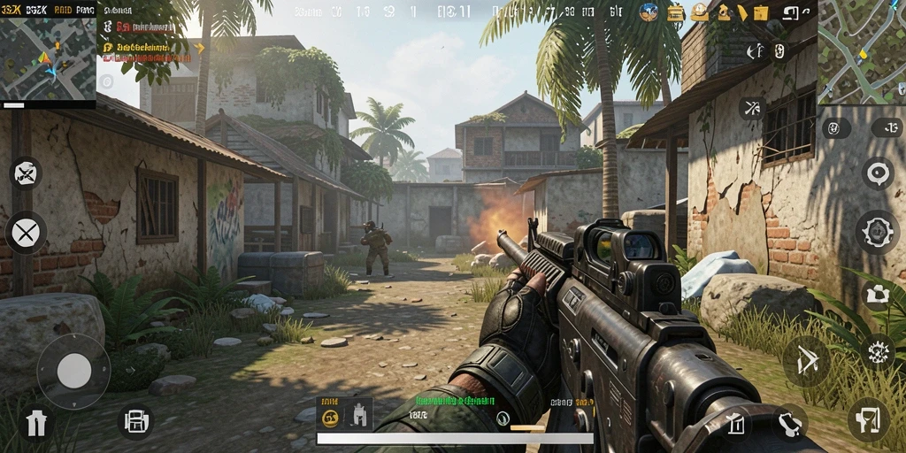 Gameplay mendebarkan dalam 33ZK dengan aksi FPS yang intens.