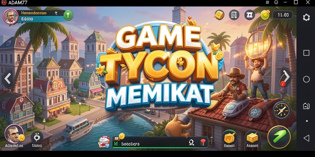 Screenshot gameplay ADAM77 menampilkan bisnis Tycoon yang sukses.