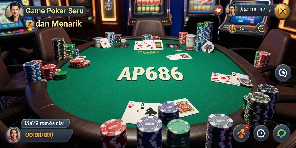 Tangkapan layar menunjukkan gameplay mendebarkan dari game Poker.