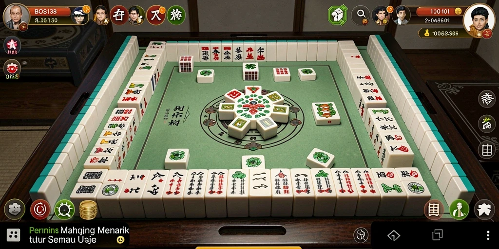 Tampilan gameplay seru dalam permainan Mahjong BOS138.