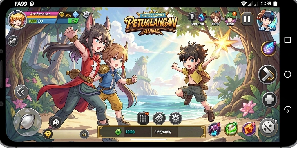 Screenshot tampilan seru gameplay Anime dengan karakter unik.