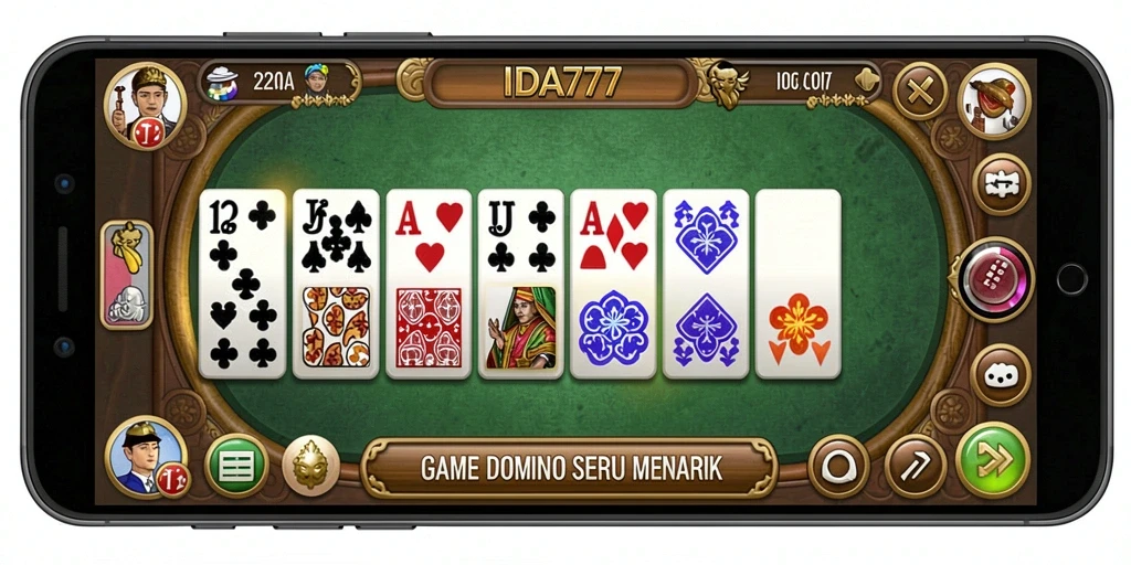 Screenshot utama IDA777 menunjukkan gameplay domino yang menarik.
