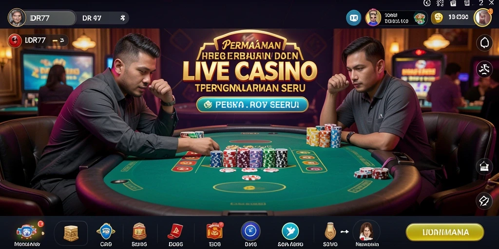 Screenshot utama IDR77 menampilkan dealer langsung dan gameplay yang mendebarkan.