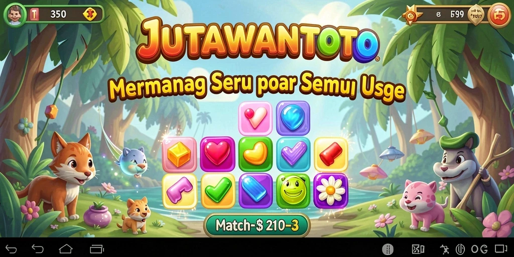 Tampilan gameplay seru JUTAWANTOTO dengan tantangan Match-3.
