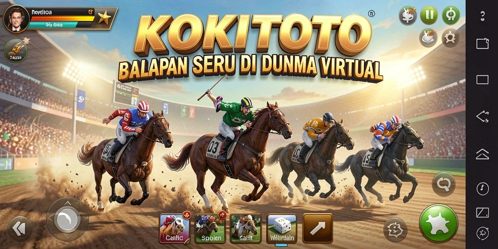 Gameplay KOKITOTO yang seru dan mendebarkan di lintasan balap.