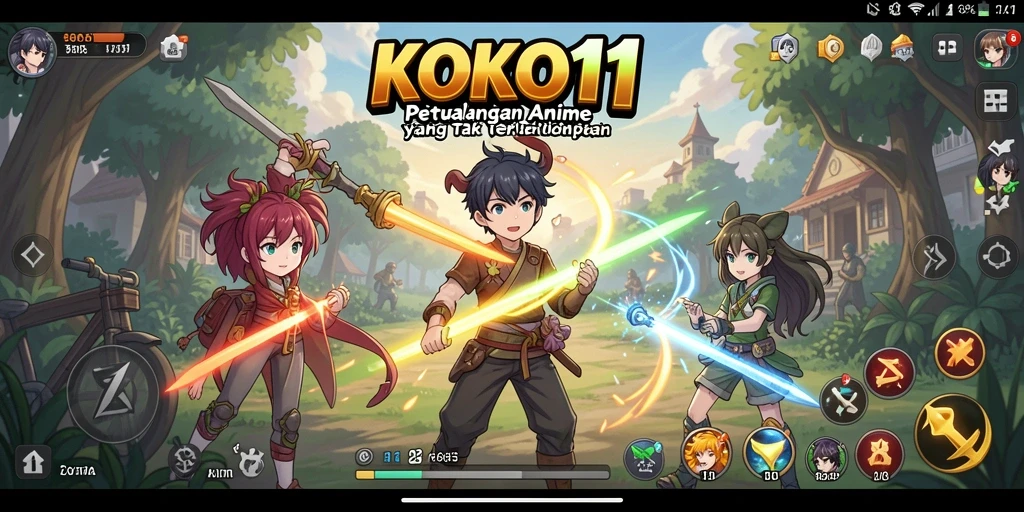 Tampilan gameplay KOKO11 yang penuh aksi dan karakter anime.