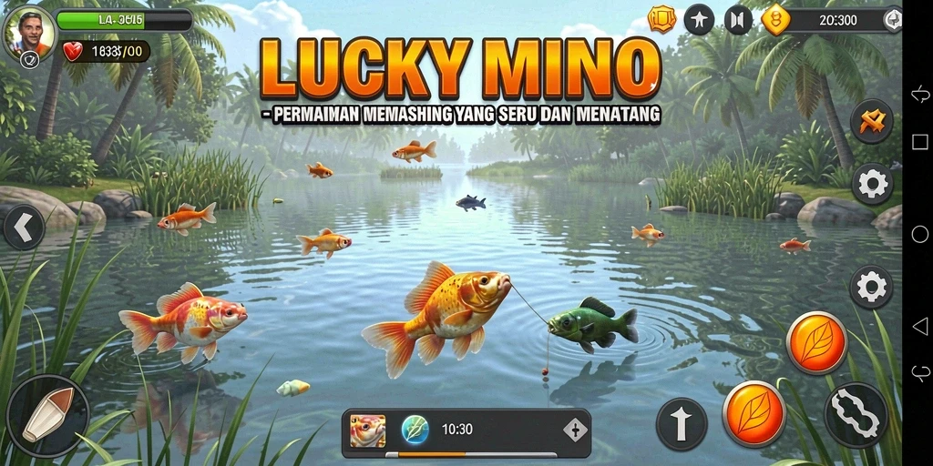 Gameplay seru LUCKYMINO dengan tampilan memancing yang menakjubkan.