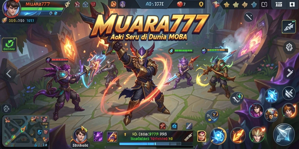Screenshot gameplay seru dari MUARA777 yang menampilkan pertarungan tim.