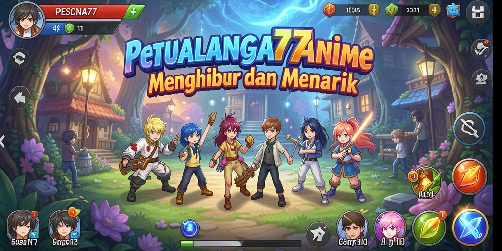 Tampilan gameplay PESONA77 dengan karakter anime yang memesona.
