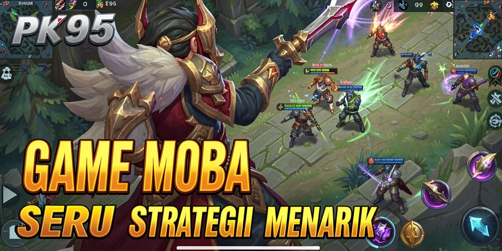 Screenshot PK95 menunjukkan pertarungan mendebarkan dalam permainan MOBA.