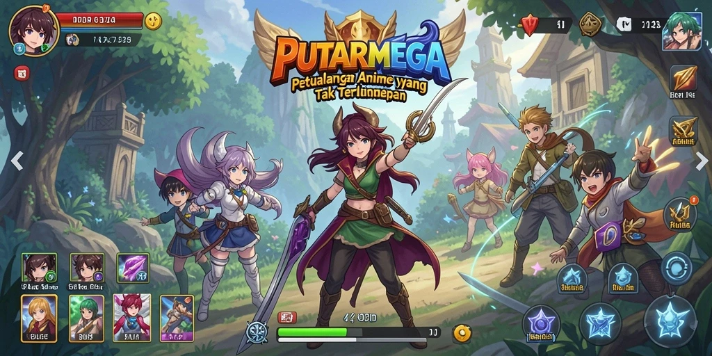 Tampilan gameplay PUTARMEGA yang menarik dengan karakter Anime