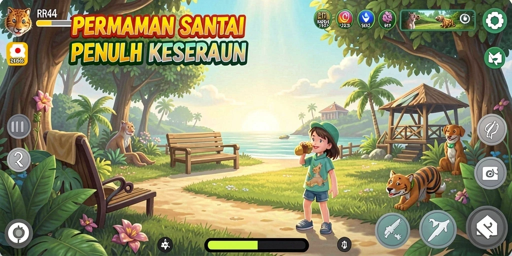 Screenshot utama RR44 menampilkan gameplay yang penuh warna dan mengasyikkan.