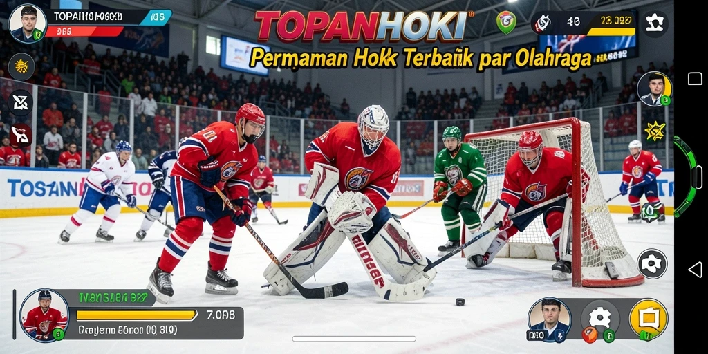 Tampilan menarik dari gameplay <strong>TOPANHOKI</strong> yang menampilkan aksi hoki yang mendebarkan.