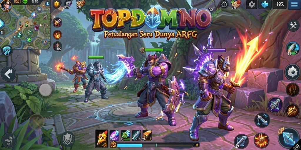 Tampilan gameplay seru dari TOPDOMINO dengan aksi ARPG yang mendebarkan.
