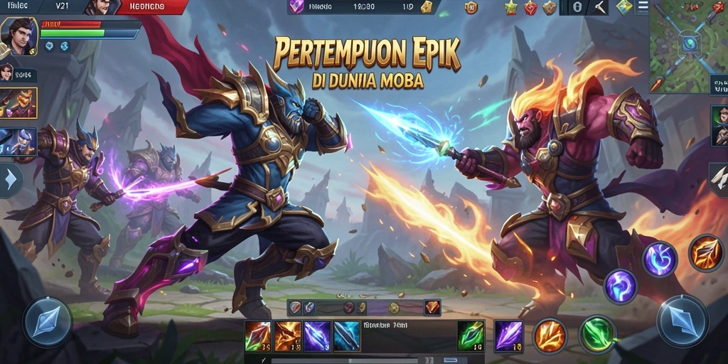 Tampilan gameplay seru V21 dengan aksi pertarungan yang mendebarkan.